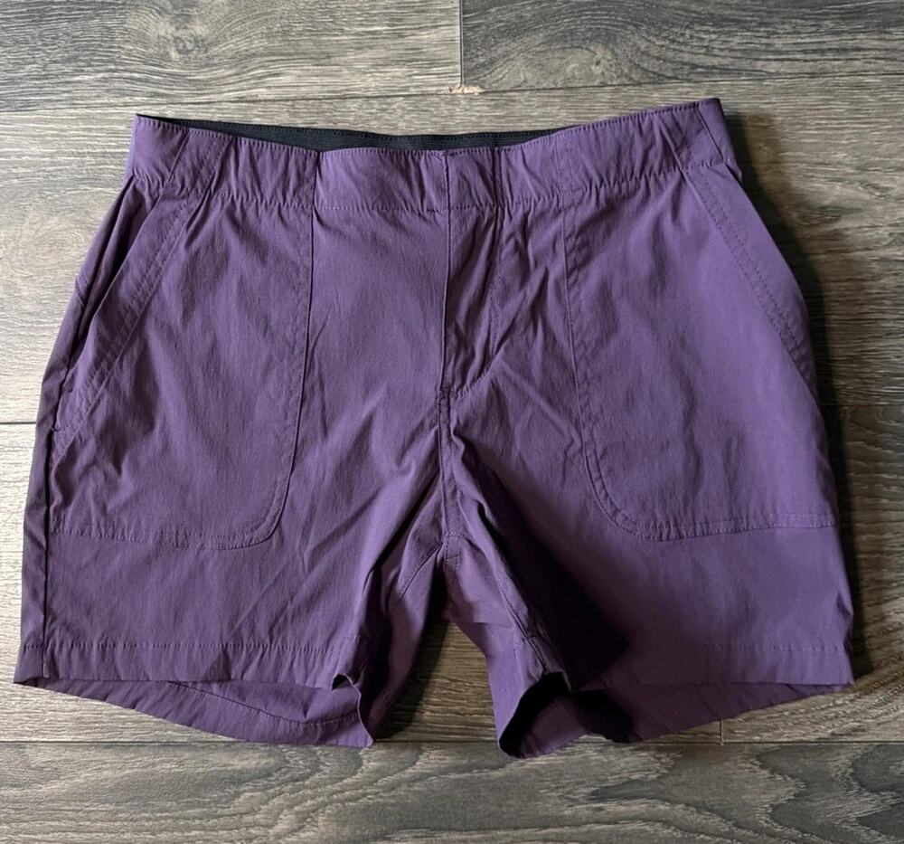 Eddie Bauer Sz 4 Purple Hiking Shorts Stretch Nylon Outdoor Trail Utility Active